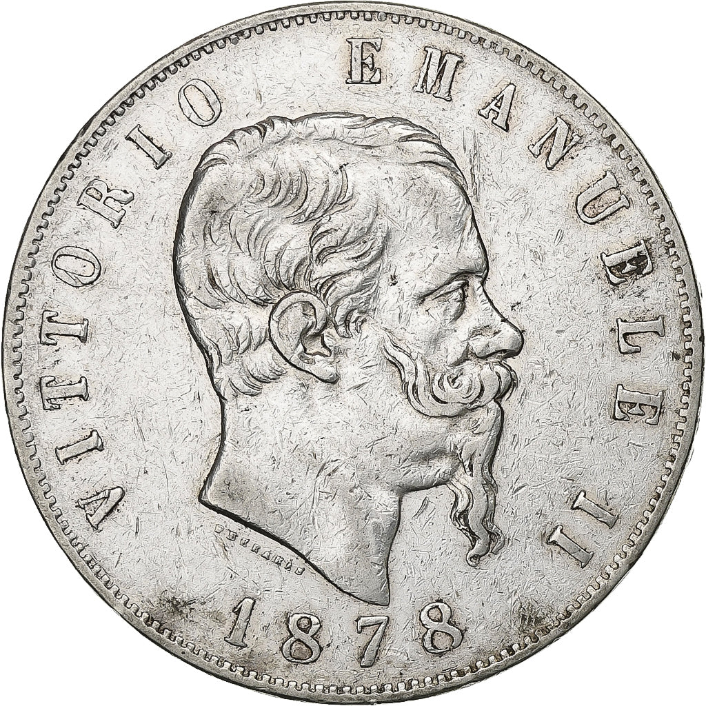 Włochy, Vittorio Emanuele II, 5 Lire, 1878, Rome, Srebro, EF(40-45), KM:8.4