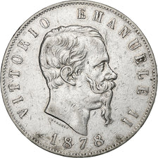 Italy, Vittorio Emanuele II, 5 Lire, 1878, Rome, Silver, EF(40-45), KM:8.4