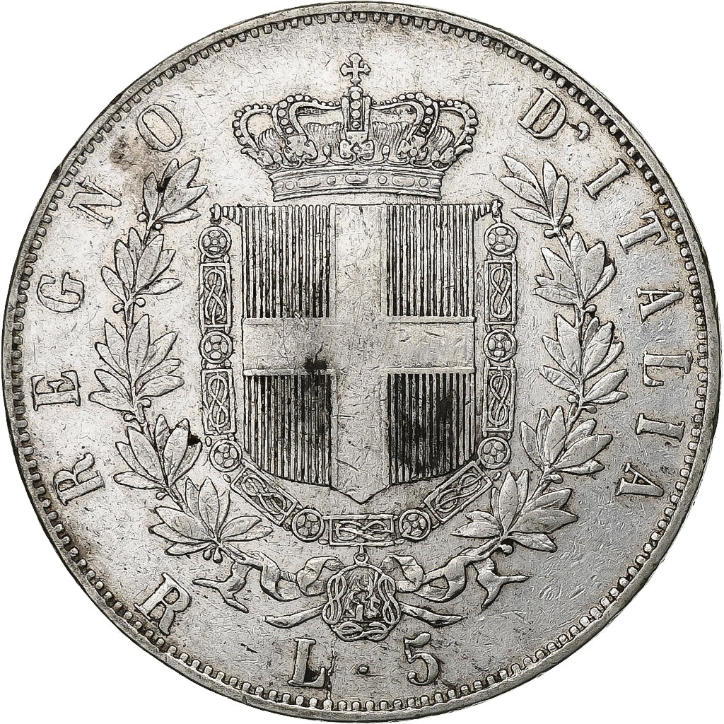 Włochy, Vittorio Emanuele II, 5 Lire, 1878, Rome, Srebro, EF(40-45), KM:8.4