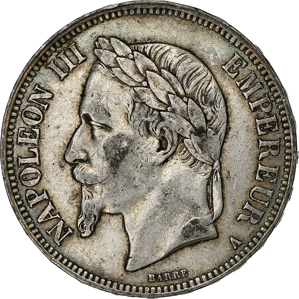 Frankrijk, Napoleon III, 5 Francs, 1867, Paris, Zilver, ZF, Gadoury:739