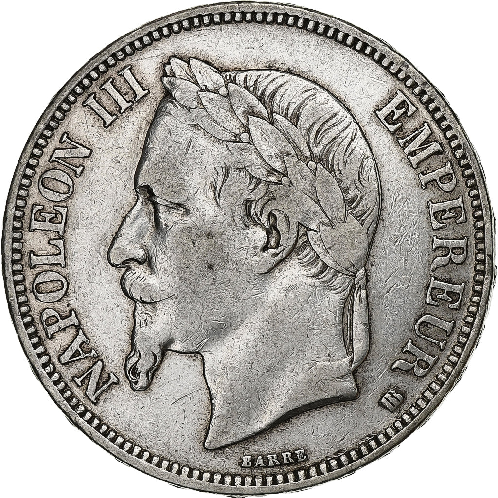 Frankreich, Napoleon III, 5 Francs, 1869, Strasbourg, Silber, SS, Gadoury:739