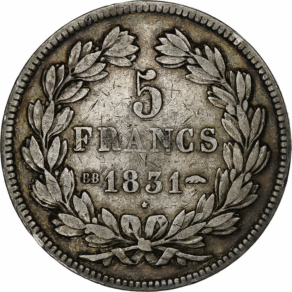 France, Louis-Philippe I, 5 Francs, 1831, Strasbourg, Argent, TB+, Gadoury:677a