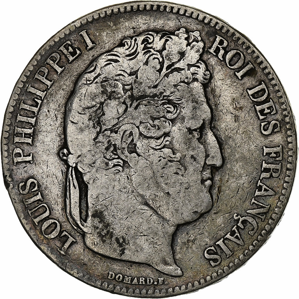 Francia, Louis-Philippe I, 5 Francs, 1833, Bordeaux, Argento, MB+, Gadoury:678
