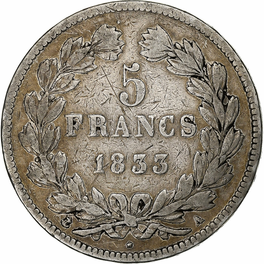 France, Louis-Philippe I, 5 Francs, 1833, Paris, Silver, VF(20-25), KM:749.1
