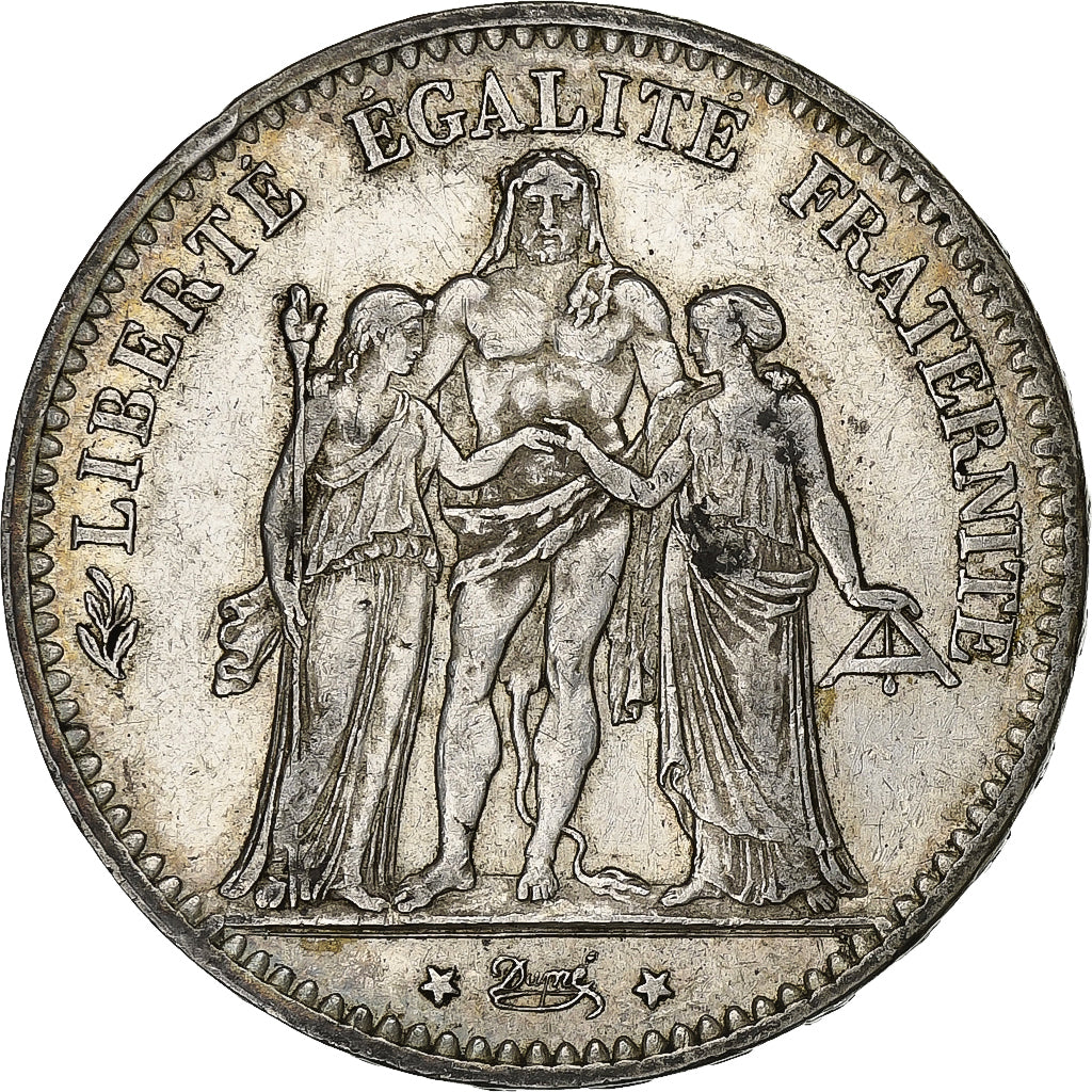 Frankrijk, 5 Francs, Hercule, 1876, Paris, Zilver, ZF+, Gadoury:745a, KM:820.1