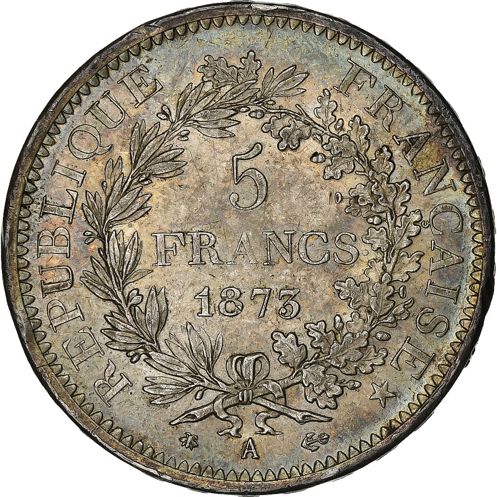França, 5 Francs, Hercule, 1873, Paris, Prata, AU(55-58), Gadoury:745a