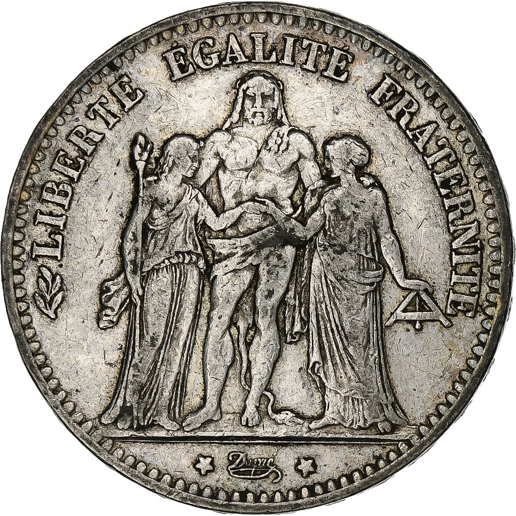 France, 5 Francs, Hercule, 1875, Bordeaux, Silver, VF(30-35), Gadoury:745a