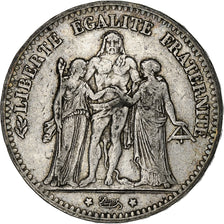 France, 5 Francs, Hercule, 1875, Bordeaux, Silver, VF(30-35), Gadoury:745a