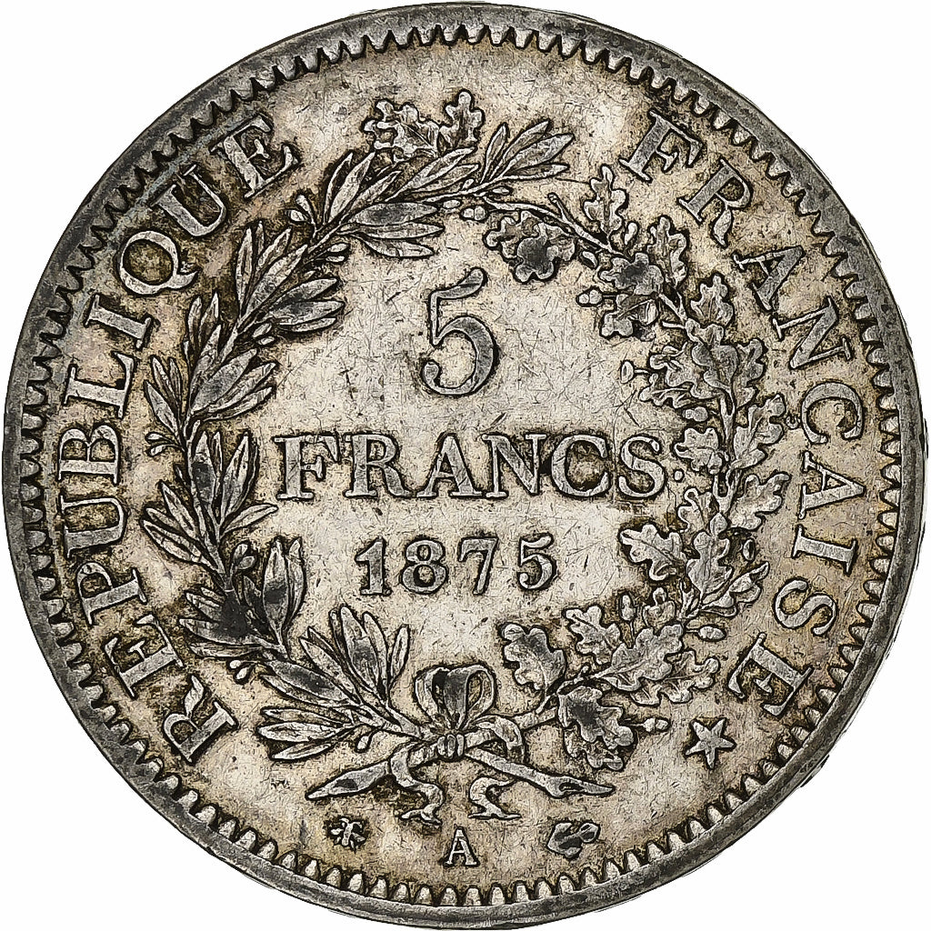France, 5 Francs, Hercule, 1875, Paris, Silver, EF(40-45), Gadoury:745a