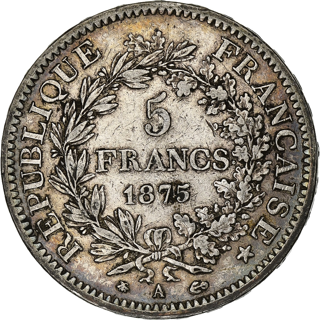 Francia, 5 Francs, Hercule, 1875, Paris, Argento, BB, Gadoury:745a, KM:820.1