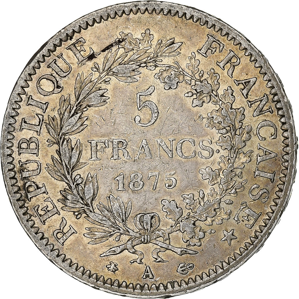 France, 5 Francs, Hercule, 1875, Paris, Argent, TTB, Gadoury:745a, KM:820.1