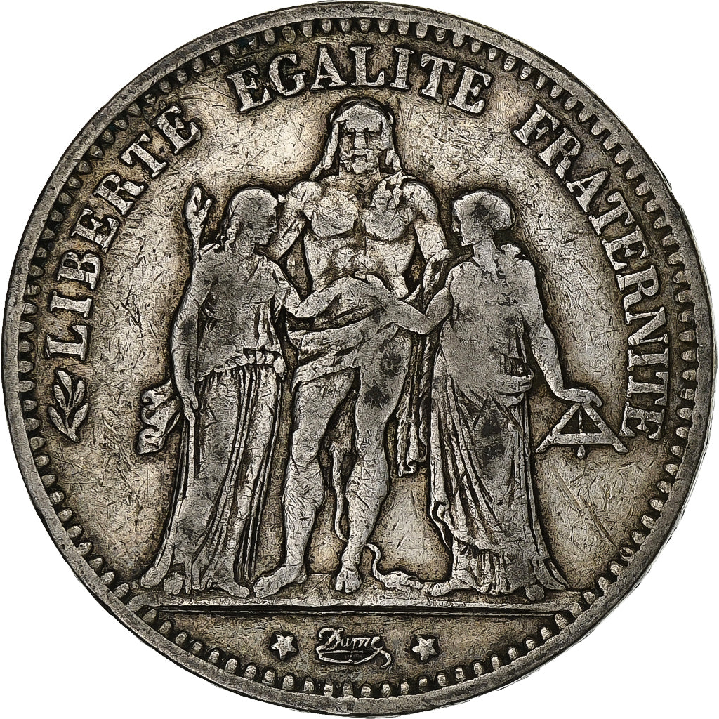 France, 5 Francs, Hercule, 1874, Bordeaux, Silver, VF(30-35), Gadoury:745a