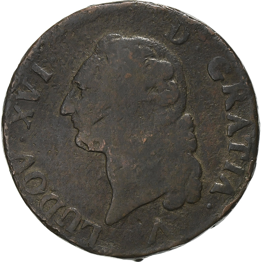 Francia, Louis XVI, Sol, 1782, Lille, Rame, B, Gadoury:350, KM:578.16