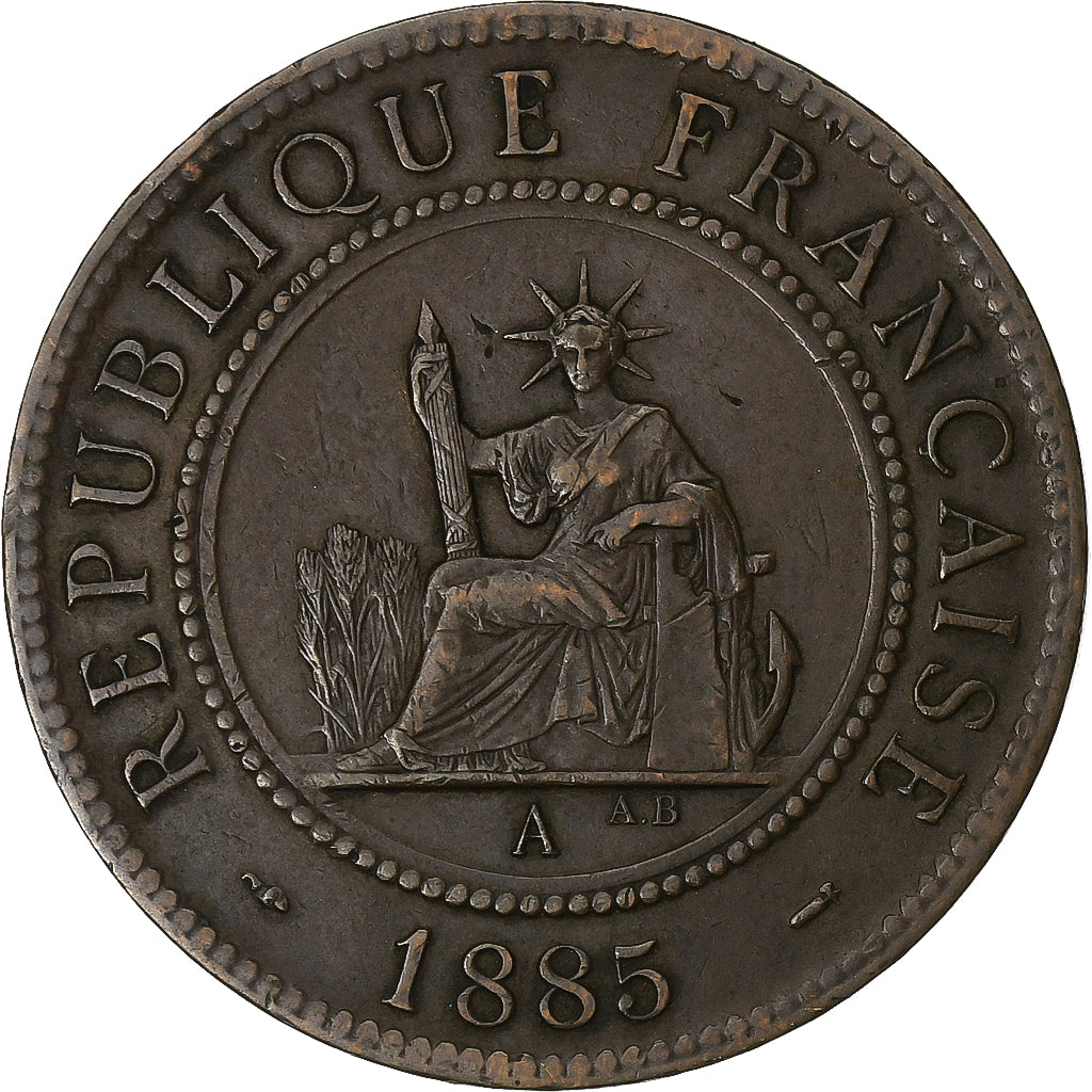 Indochina Francesa, Cent, 1885, Paris, Bronze, EF(40-45), Lecompte:37, KM:1