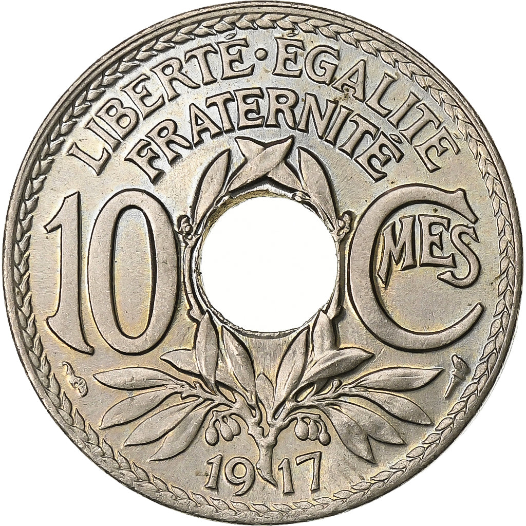 Francia, 10 Centimes, Lindauer, 1917, Paris, Cobre - níquel, EBC, Gadoury:286