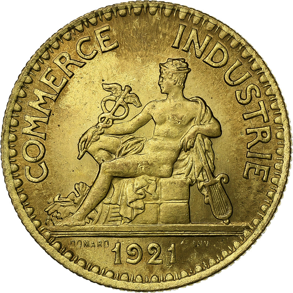 France, 2 Francs, Chambre de commerce, 1921, Paris, Aluminum-Bronze, AU(55-58)