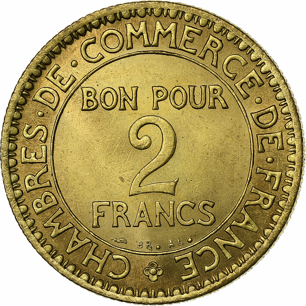 France, 2 Francs, Chambre de commerce, 1921, Paris, Aluminum-Bronze, AU(55-58)