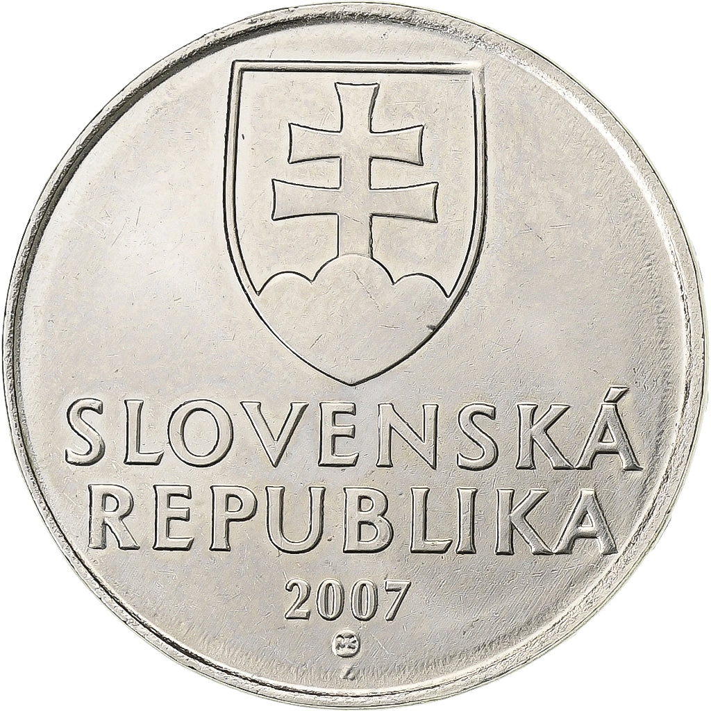 Eslovaquia, 2 Koruna, 2007, Kremnica, Níquel chapado en acero, EBC, KM:13