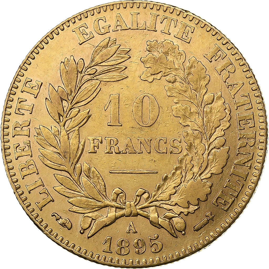 Frankrijk, 10 Francs, Cérès, 1895, Paris, Goud, ZF+, Gadoury:1016, KM:830