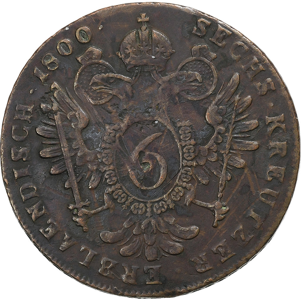 Austria, Franz II (I), 6 Kreuzer, 1800, Kremnica, Cobre, MBC, KM:2128