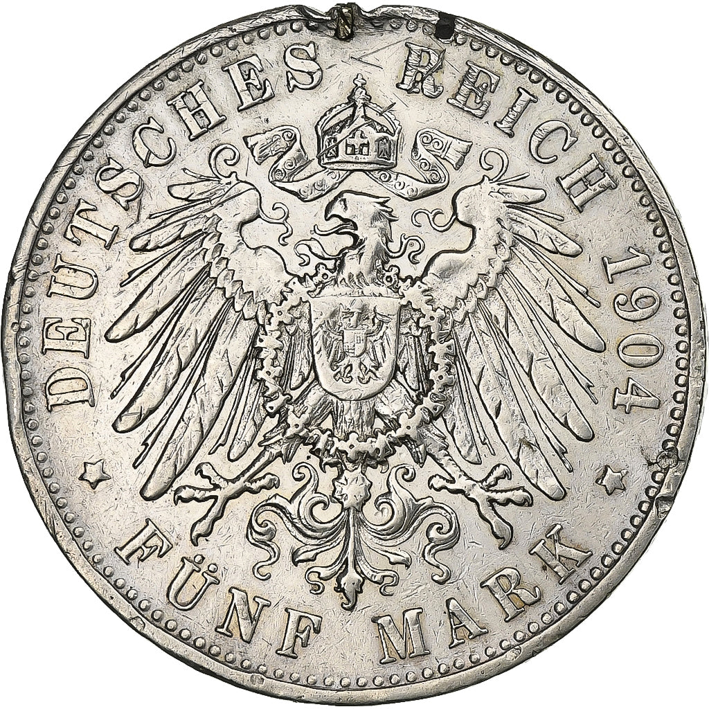 Stati tedeschi, WURTTEMBERG, Wilhelm II, 5 Mark, 1904, Freudenstadt, Argento