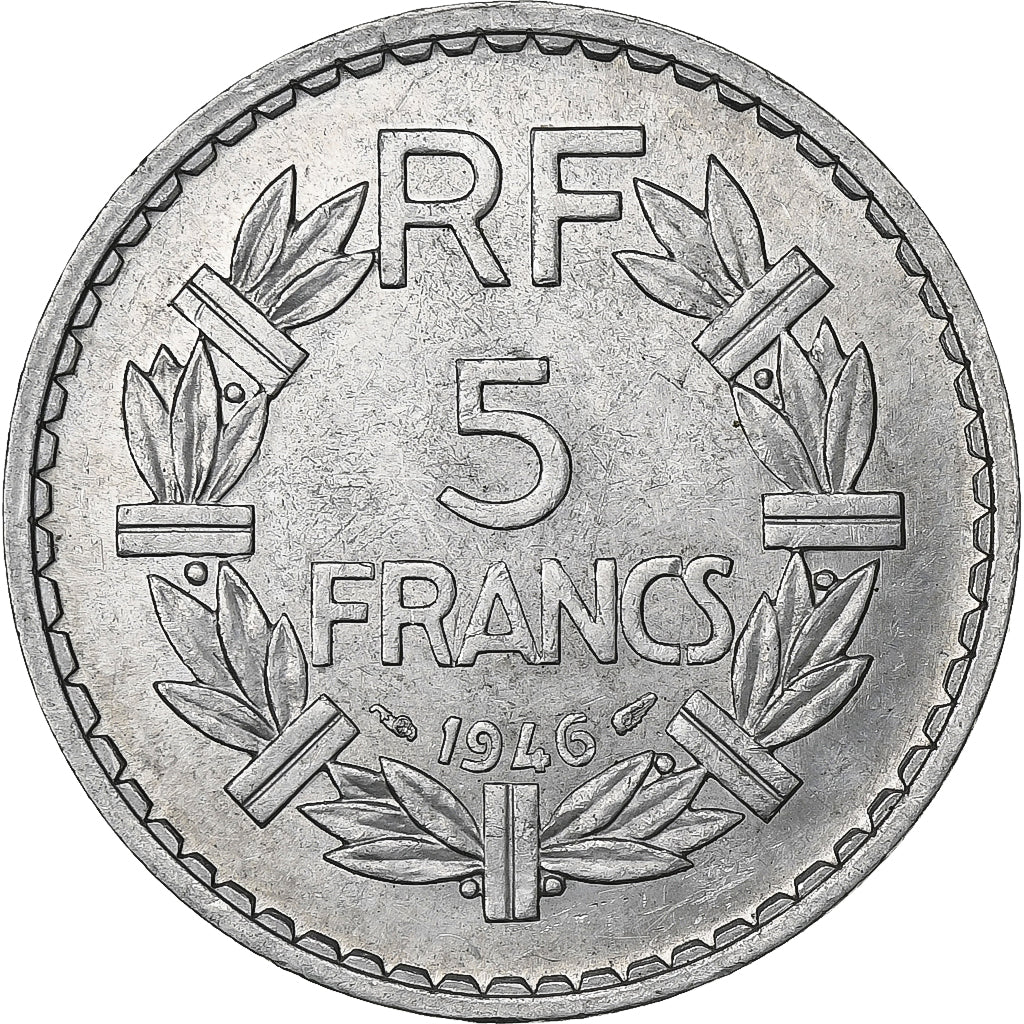 Francja, 5 Francs, Lavrillier, 1946, Paris, Aluminium, AU(55-58), Gadoury:766