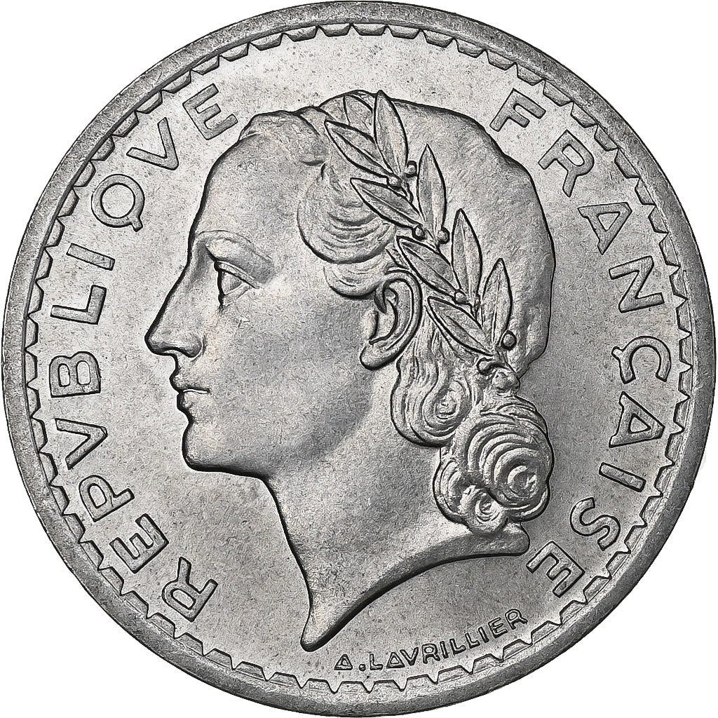 França, 5 Francs, Lavrillier, 1947, Paris, Alumínio, AU(55-58), Gadoury:766a