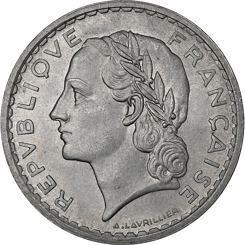 França, 5 Francs, Lavrillier, 1949, Paris, Alumínio, AU(55-58), Gadoury:766a