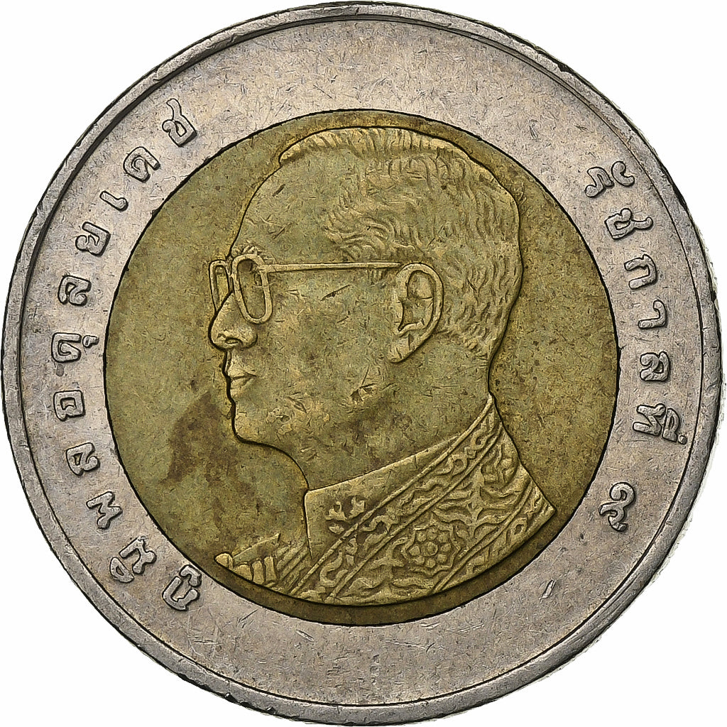 Tailandia, Rama IX, 10 Baht, 2537 (1994), Bimetálico, MBC, KM:227