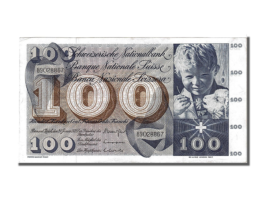 Banknote, Switzerland, 100 Franken, 1972, 1972-01-24, AU(55-58)