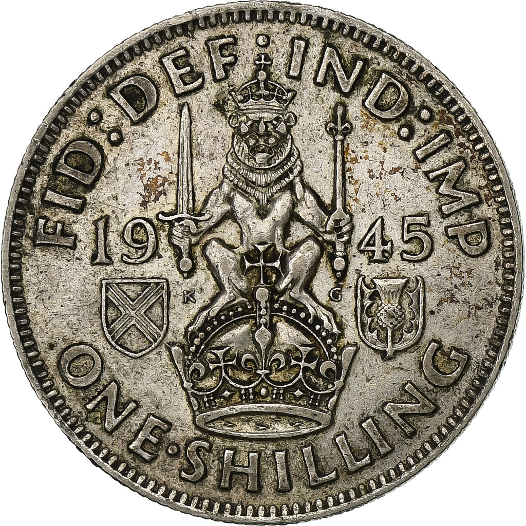 Gran Bretaña, George VI, Shilling, 1945, Plata, MBC, KM:854