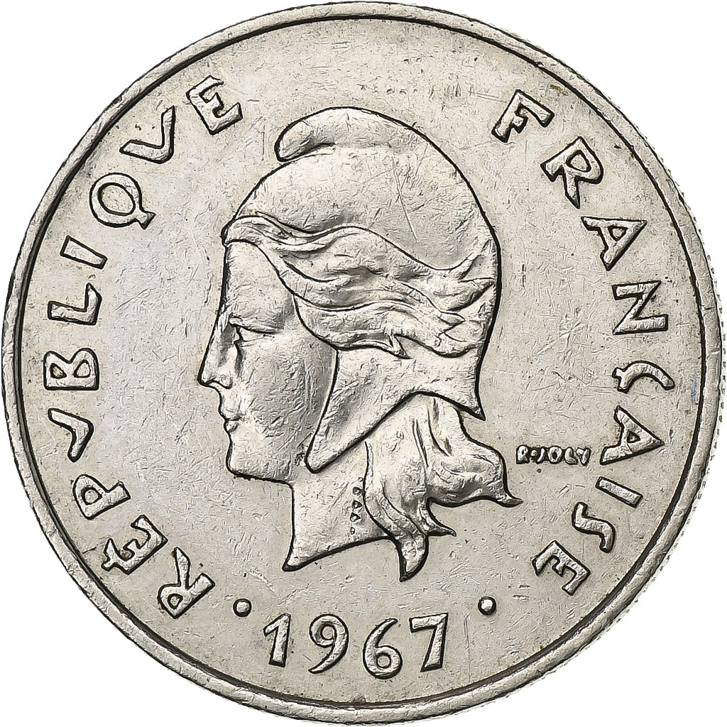 Nuova Caledonia, 10 Francs, 1967, Paris, Chouette, Nichel, BB+, Lecompte:86