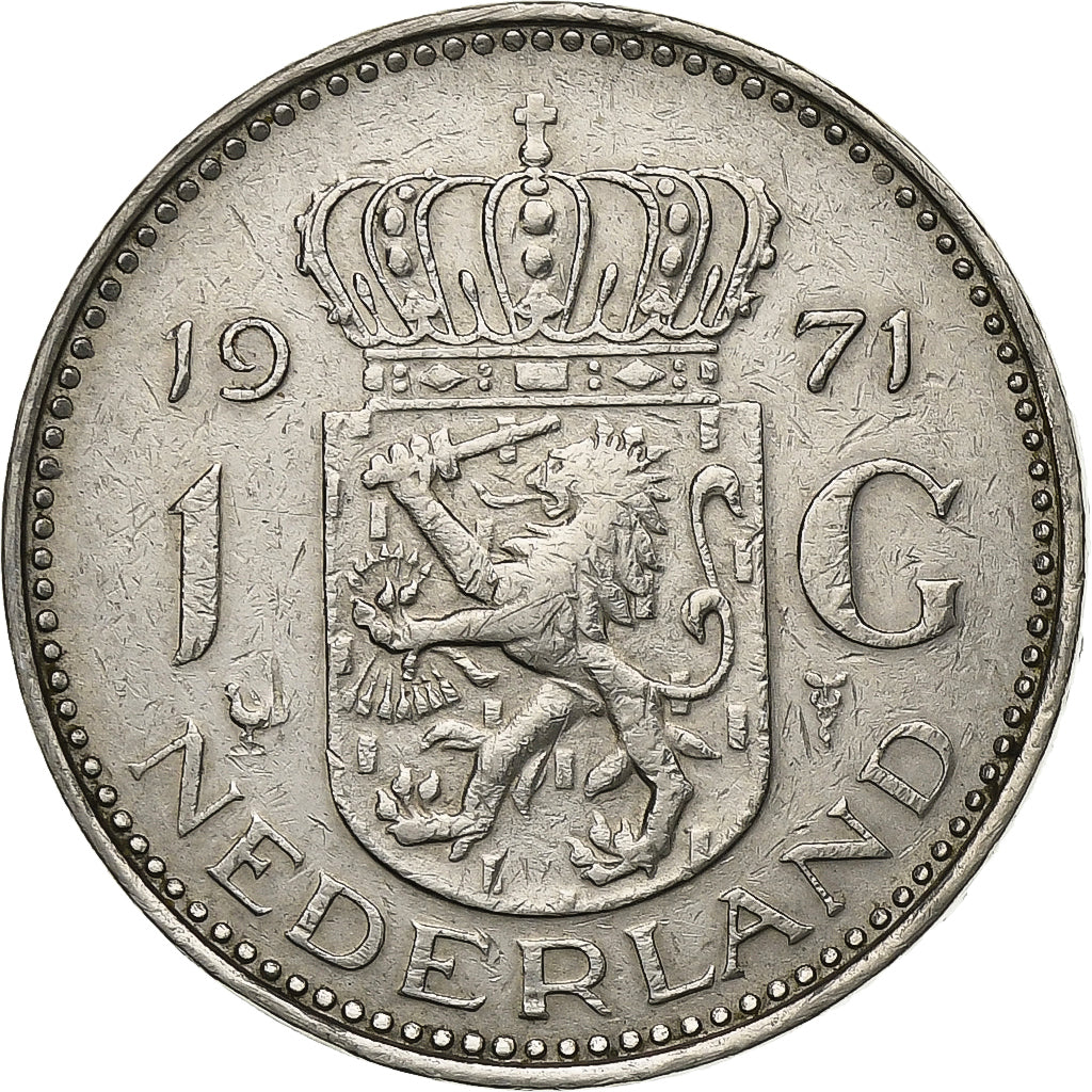Holandia, Juliana, Gulden, 1971, Nikiel, EF(40-45), KM:184a