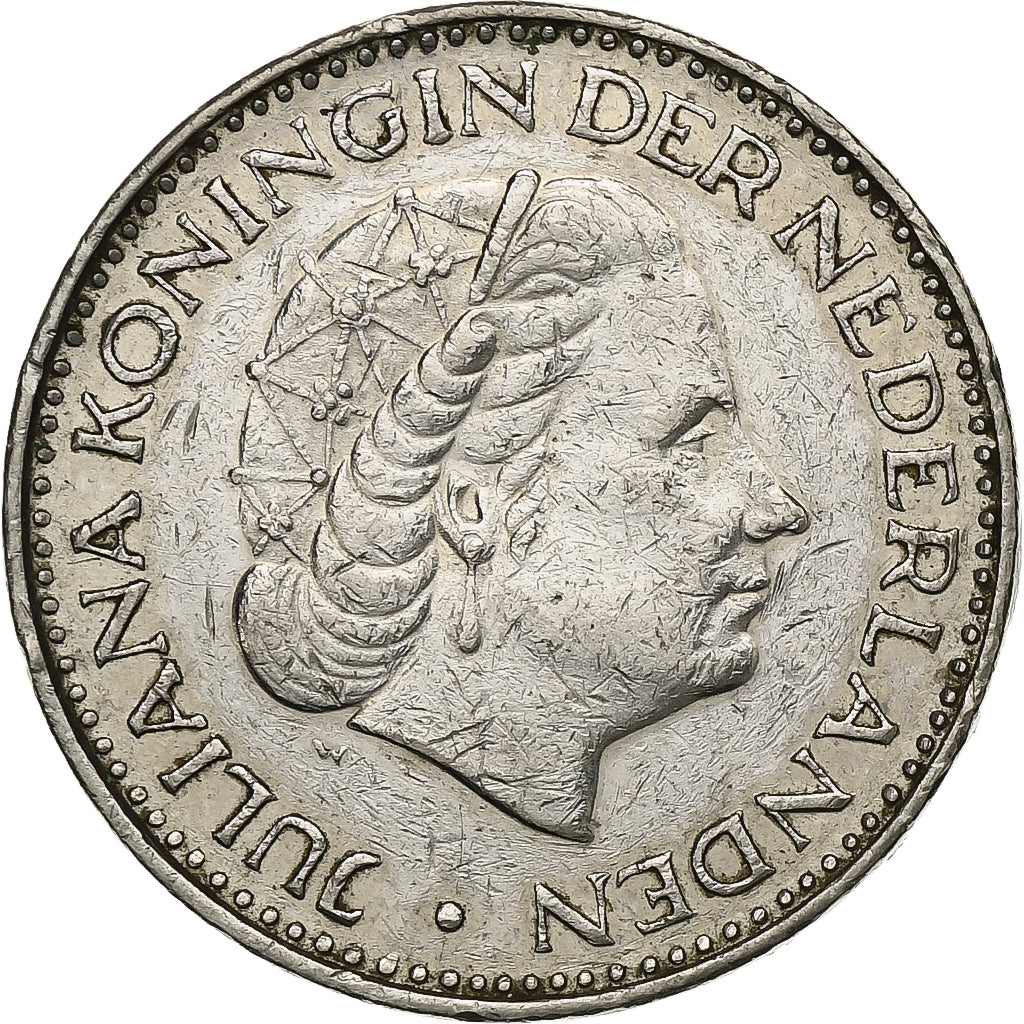 Holandia, Juliana, Gulden, 1969, Nikiel, EF(40-45), KM:184a
