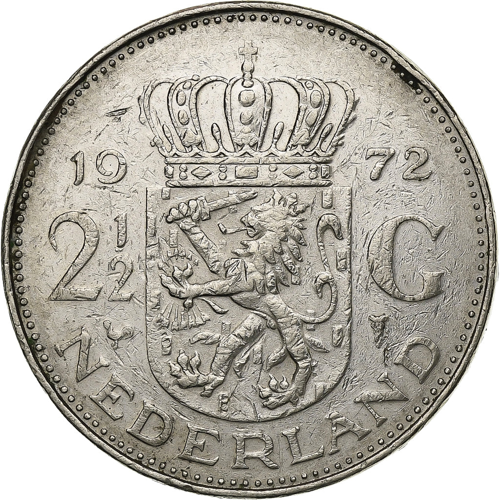 Holandia, Juliana, 2-1/2 Gulden, 1972, Nikiel, VF(30-35), KM:191