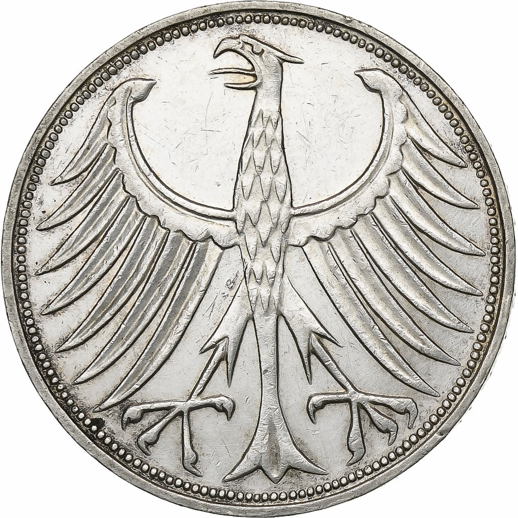 GERMANY - FEDERAL REPUBLIC, 5 Mark, 1972, Stuttgart, Silver, AU(50-53), KM:112.1