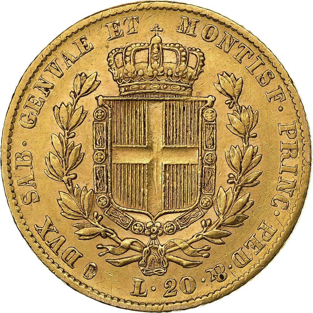 Royaume de Sardaigne, Charles-Albert, 20 Lire, 1834, Sans lettre d'atelier, Or