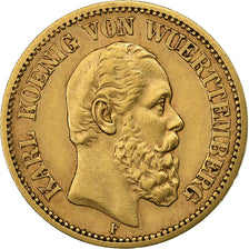 Duitse staten, WURTTEMBERG, Karl I, 20 Mark, 1873, Freudenstadt, Goud, ZF+