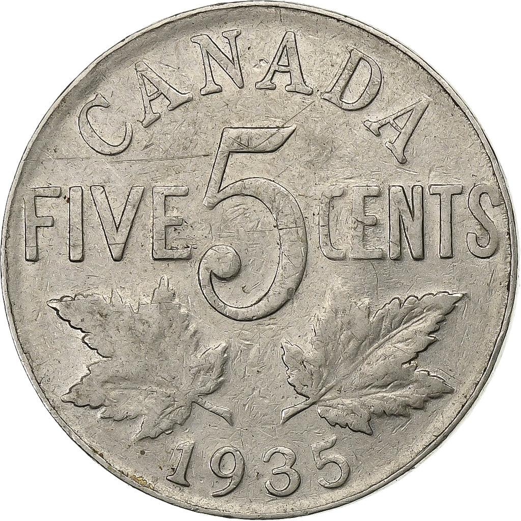 Kanada, George V, 5 Cents, 1935, Royal Canadian Mint, Nickel, SS, KM:29