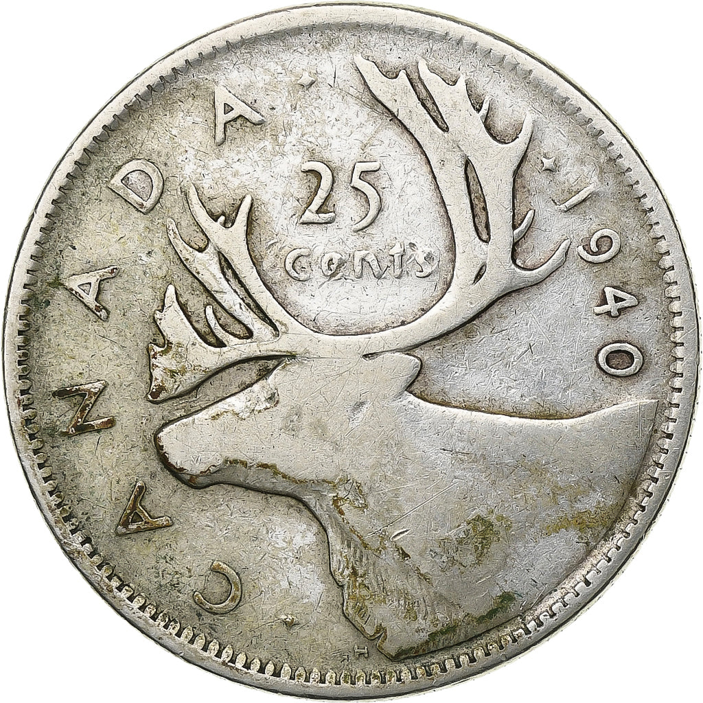 Canadá, George VI, 25 Cents, 1940, Royal Canadian Mint, Prata, EF(40-45), KM:35