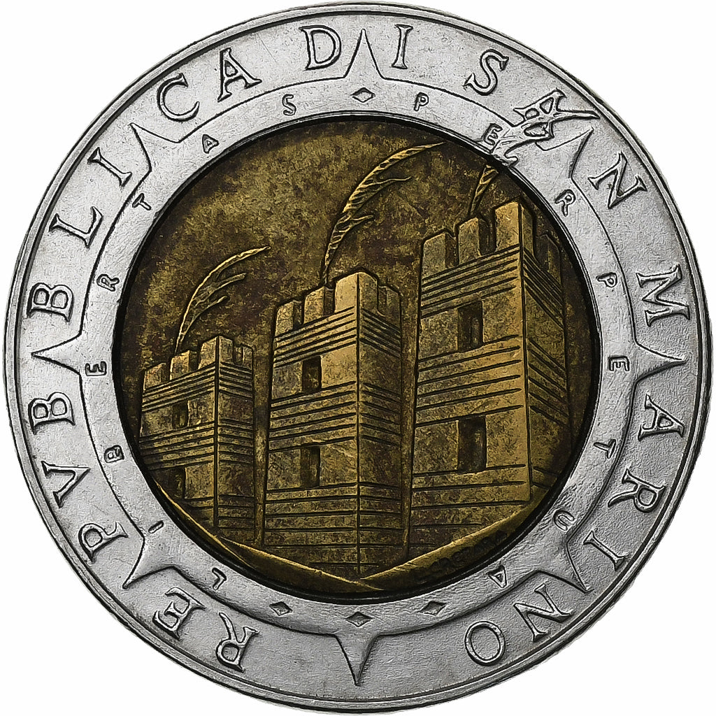 San Marino, 500 Lire, 1992, Rome, Bimetálico, EF(40-45), KM:286