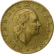 Italy, 200 Lire, 1989, Rome, Aluminum-Bronze, EF(40-45), KM:130