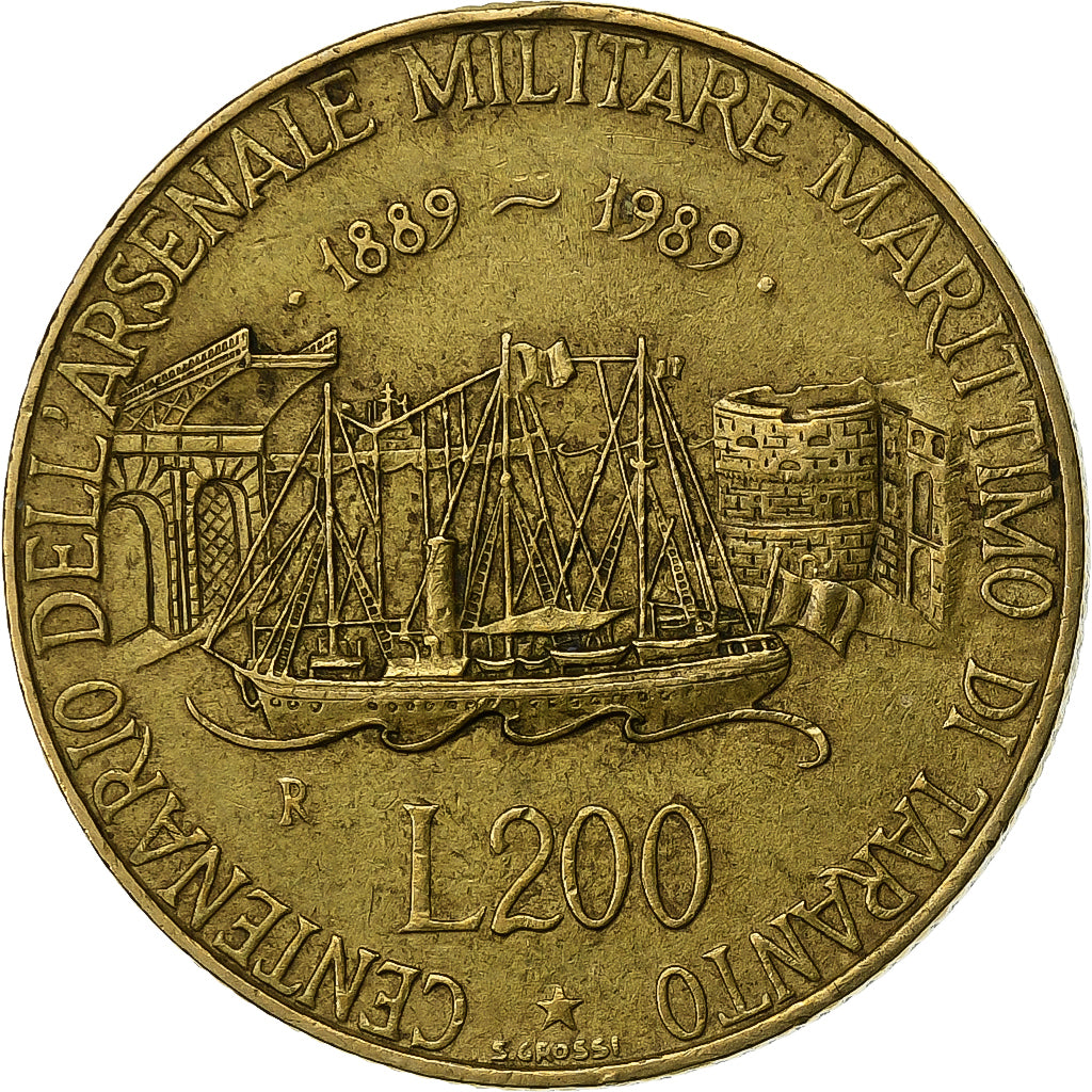 Italy, 200 Lire, 1989, Rome, Aluminum-Bronze, EF(40-45), KM:130