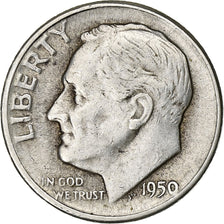 Stati Uniti, Dime, Roosevelt, 1950, U.S. Mint, Argento, BB, KM:195