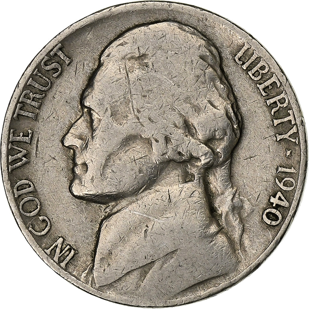 United States, 5 Cents, Jefferson, 1940, U.S. Mint, Copper-nickel, VF(30-35)