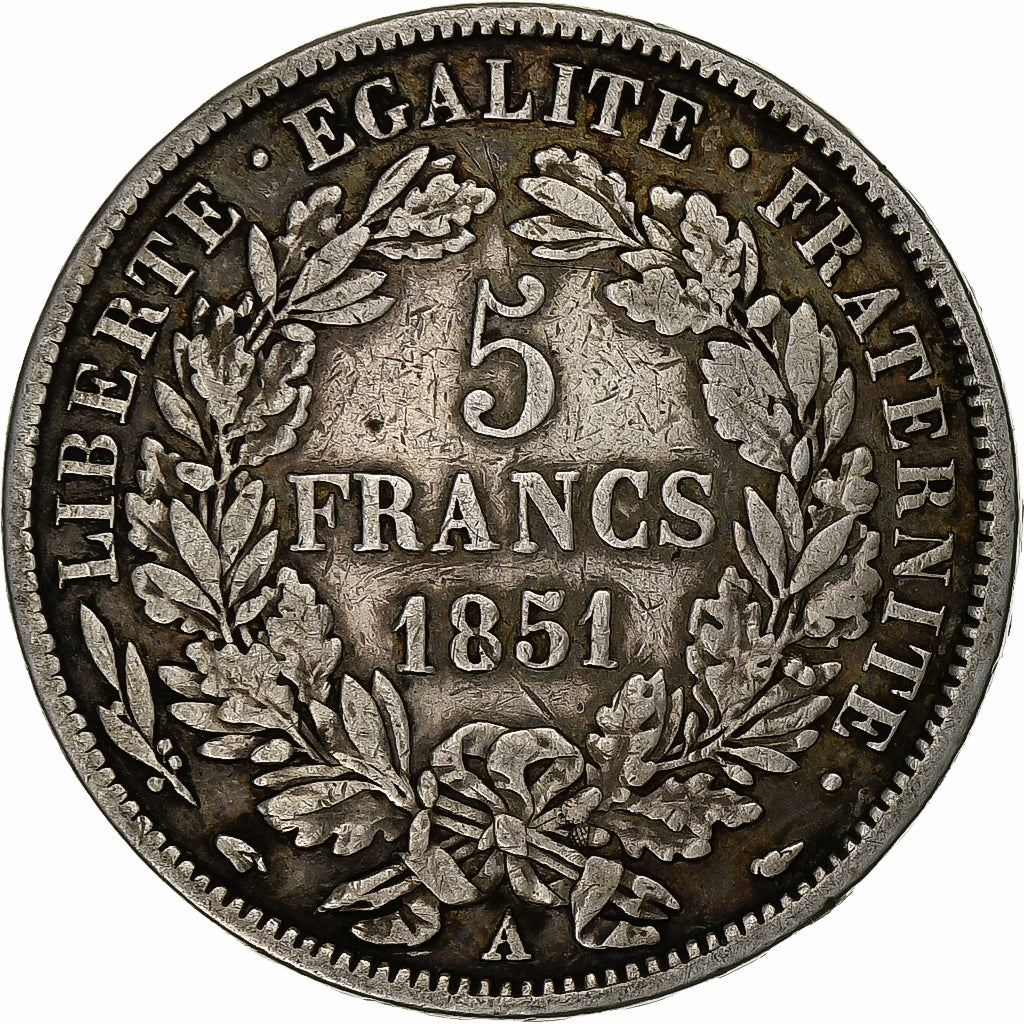Frankrijk, 5 Francs, Cérès, 1851, Paris, Zilver, FR+, Gadoury:719, KM:761.1