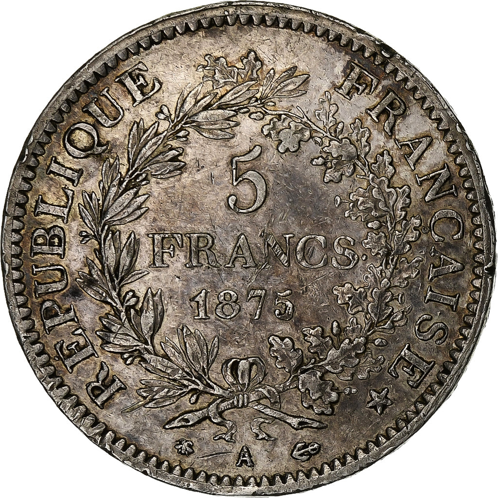 Frankrijk, 5 Francs, Hercule, 1875, Paris, Zilver, ZF, Gadoury:745a, KM:820.1