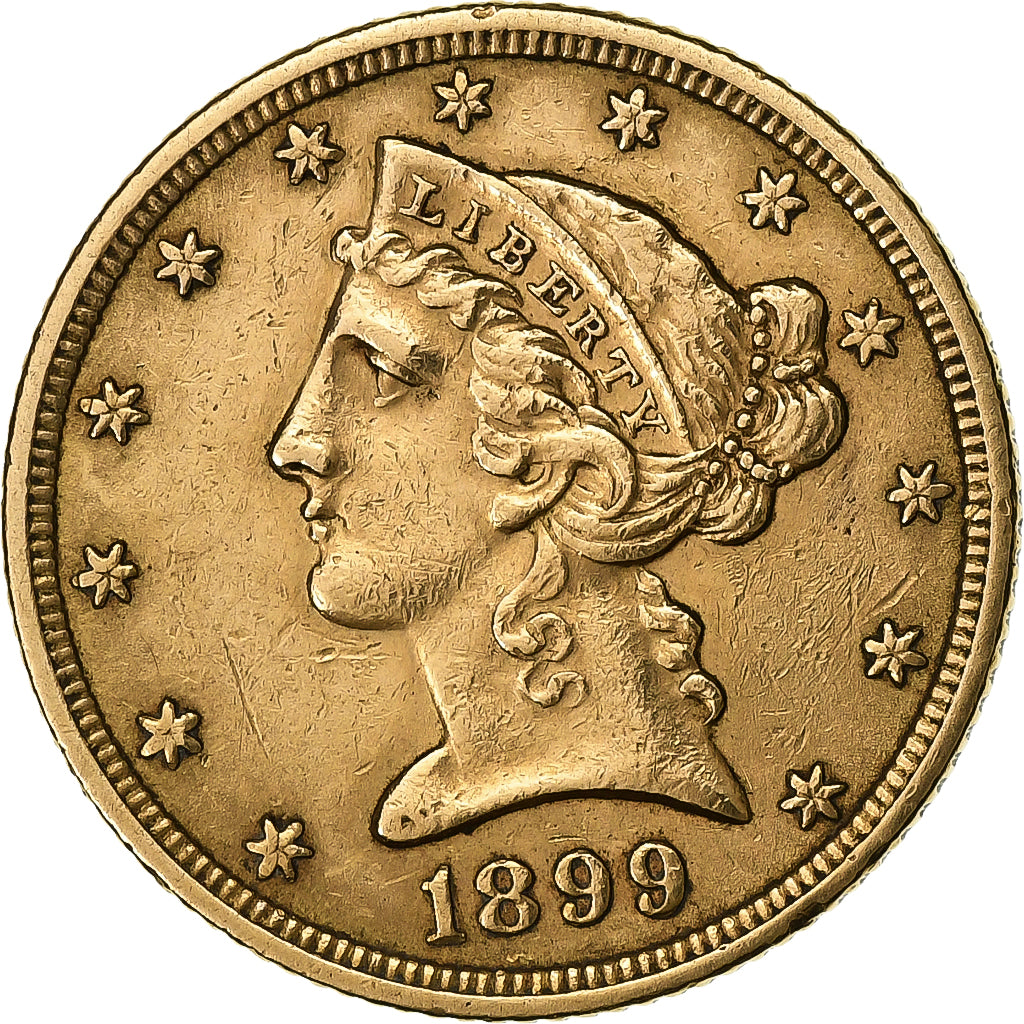 Verenigde Staten, $5, Half Eagle, Coronet Head, 1899, U.S. Mint, Goud, ZF+