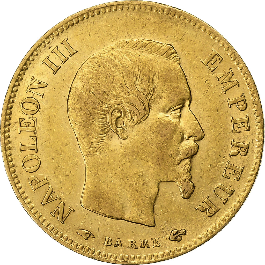 France, Napoleon III, 10 Francs, 1857, Paris, Gold, AU(50-53), Gadoury:1014