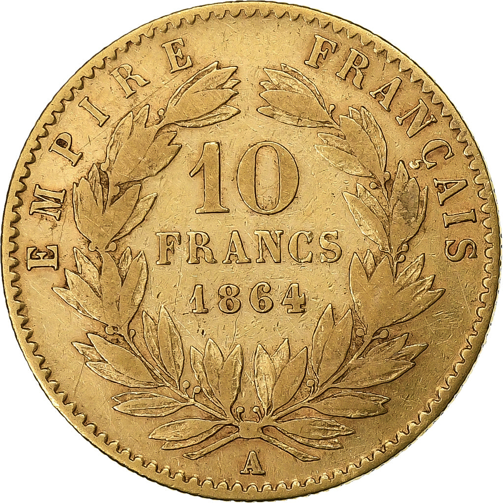 Frankreich, Napoleon III, 10 Francs, 1864, Paris, Gold, S+, Gadoury:1015